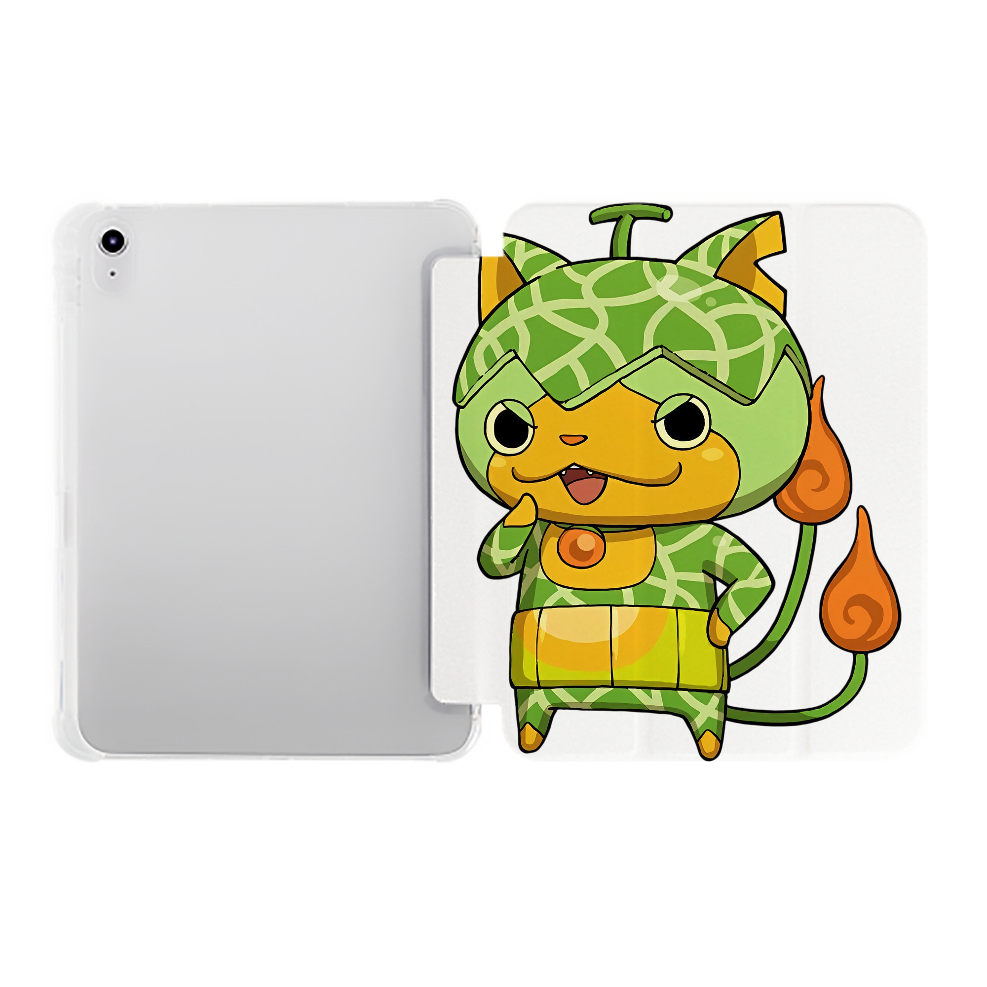 （画像用） 妖怪ウォッチ Yo-kai Watch IPad ケース ペン収納付き 三つ折りスタンド PUレザー×シリコン 対応機種9.5/10.5/10.9インチ
